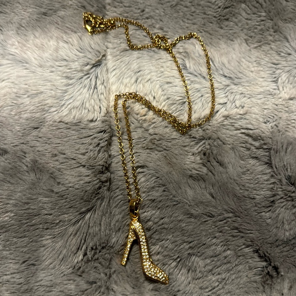 Gold necklace - shoe with rhinestones